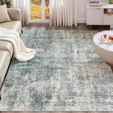 Imagem de UERMEI Tapete de área de 15 x 23 cm - Lavável, neutro, moderno, abstrato, macio, fino, grande, tapete para piso interno, tapete antiderrapante para quarto, embaixo da mesa de jantar, decoração de