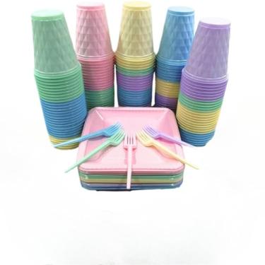 Imagem de Kit Festa Aniversário Itens Descartáveis Premium - Conjunto Copos, Pratos e Talheres em Cor Pastel para Aniversário, Casamento e Eventos(Capivara 02)