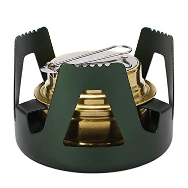 Imagem de Acouto Fogão Portátil a álcool - Fogão de Mochila Em Liga de Latão e Alumínio Com Tela de, Tampa de Controle de Fogo, Cozinha Ideal para Acampamento, Aventuras de Design Leve e à Prova de (Verde