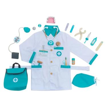 Imagem de oshhni Fantasia de médico para meninos e meninas de 3 a 8 anos, leve e educativa, ideal para presentear em festas. Roupa confortável realista, Azul