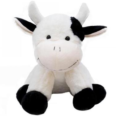 Imagem de Vaca Branca Manchas Pretas 32Cm - Pelúcia - Fofy Toys