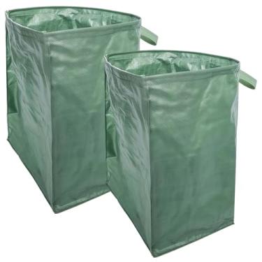 Imagem de Embalagem com 2 recipientes de resíduos de gramado de 140 litros, sacos dobráveis para jardim com coletor de folhas, material PP para galhos, grama e folhas