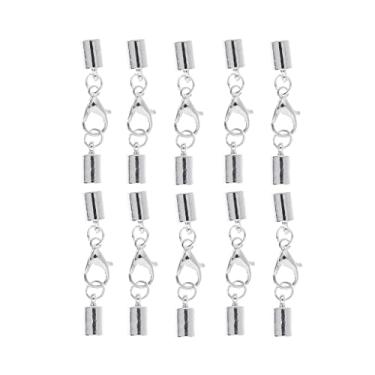 Imagem de 10 pontas de cobre e prata para cabos de 5 mm com fecho lagosta, conectores de fabricação de joias para pulseira, colar, Kumihimo e extremidades de cordão de couro