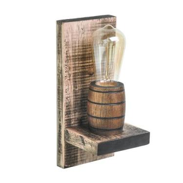 Imagem de Arandela Luminária de Parede em Madeira Maciça Rústica Retrô Vintage -