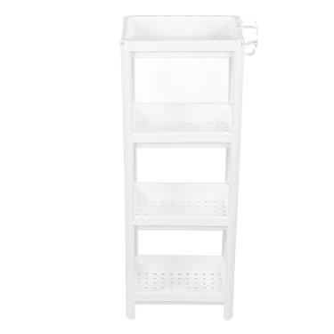 Imagem de SIWOTED Banheiro Torre Prateleira Organizador de rack de armazenamento independente de plástico Unidade de prateleira multifuncional para sala de estar Quarto Cozinha Branco (4 camadas)