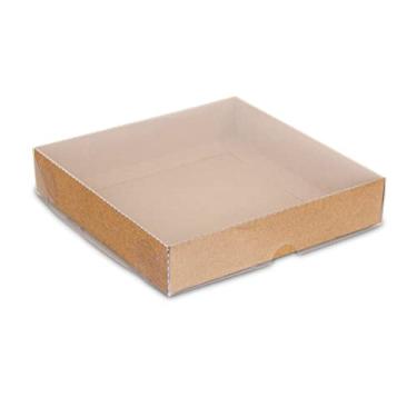 Imagem de Pacote com 25 caixas de presente de papelão com tampas para aniversário, presentes de Natal, festa, lembrancinhas de casamento, presentes de chá de bebê (15 cm x 15 cm x 3 cm, Kraft)