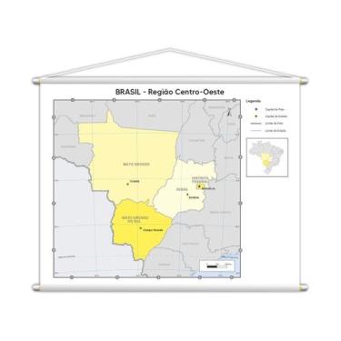 Imagem de Banner Mapa Escolar Região Centro-Oeste Geografia 100X80Cm - Plimshop