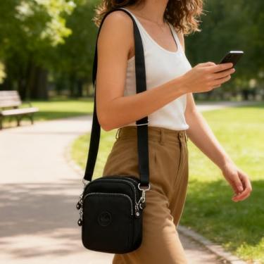 Imagem de Bolsa tiracolo pequena, leve, à prova d'água, bolsa de viagem feminina, alça ajustável, bolsa de ombro, serve para carteira de celular, itens essenciais para transporte diário