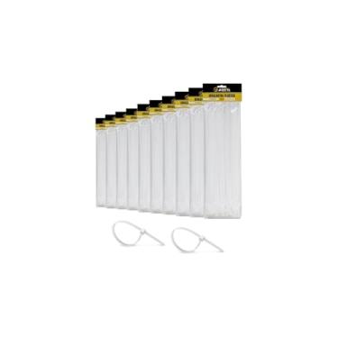 Imagem de Abraçadeiras de Nylon, 100 Unidades, Preta, 7.2mm x 50cm, Resistente a Solventes, Temperatura -20°C a 80°C, para Organização de Cabos e Fios