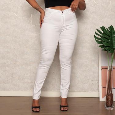 Imagem de Calça Jeans Feminina Skinny Plus Size Branca Premium-Feminino