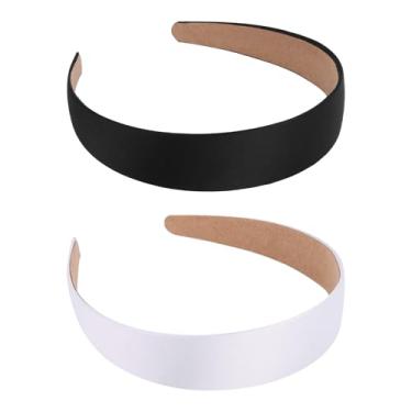Imagem de 2pçs Branco e Preto Cabelo Banda para Mulheres, 2,8cm Largo Grosso Cabelo Bandas Antiderrapante Sem Dentes Largo Tiras Moda Acessórios para Meninas Maquiagem Limpeza Spa