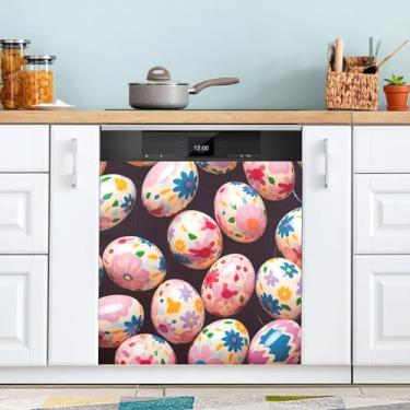 Imagem de ATTX Linda capa magnética de ovos de páscoa para lava-louças, 58,4 cm C x 66 cm A, decoração da capa da máquina de lavar louça, decalques de armário doméstico adesivos de eletrodomésticos #131