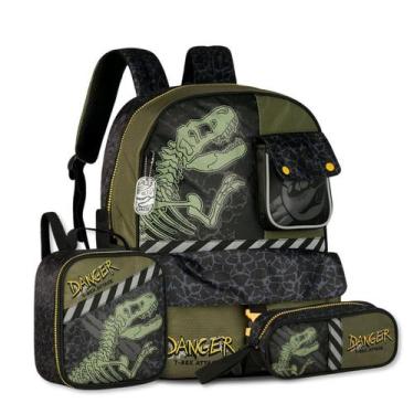 Imagem de Kit Escolar Dinossauros Mochila Costas C Lancheira E Estojo - Clio