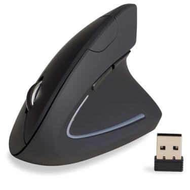 Imagem de Mouse Vertical Ergonômico Sem Fio - 2.4GHz - 6 Botões - DPI Ajustável 800-1600 - Design Confortável - Cliques Silenciosos - Preto e muito moderno