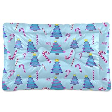 Imagem de SEHANY Cama de árvore de Natal em aquarela para cães e gatos com fundo antiderrapante, caixa de canil, colchão macio para animais de estimação, lavável para cães pequenos, médios e grandes, gatos, 91