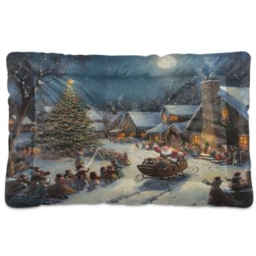 Imagem de SEHANY Cama de Natal para cães de Papai Noel, cama de gato com fundo antiderrapante, cama de canil, colchão macio para animais de estimação, lavável para cães pequenos, médios e grandes, gatos, 91 x