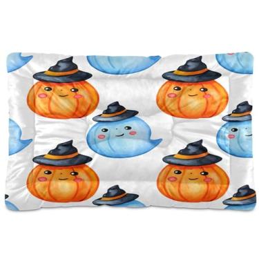 Imagem de SEHANY Cama de Halloween Pumpkins para cães e gatos com fundo antiderrapante, caixa de canil, colchão macio para animais de estimação, lavável para cães pequenos, médios e grandes, gatos, 91 x 61 cm