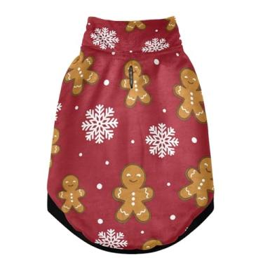 Imagem de SEHANY Casaco de Natal de gengibre para cães pequenos, super quente, à prova de vento, jaqueta de inverno, macia, aconchegante para animais de estimação, moletom para clima frio na neve com furo na