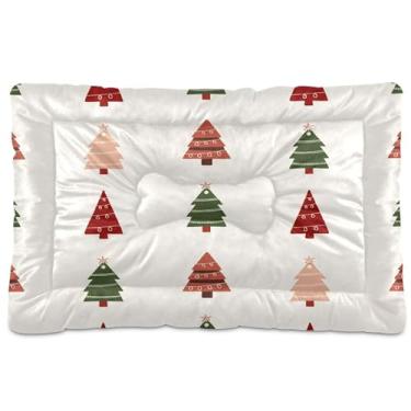 Imagem de SEHANY Cama de árvore de Natal em aquarela para cães e gatos com fundo antiderrapante, caixa de canil, colchão macio para animais de estimação, lavável para cães pequenos, médios e grandes, gatos, 61