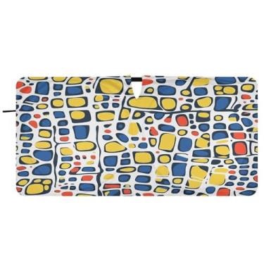 Imagem de Blueangle Para-brisa geométrico abstrato - 149.9 cm x 76.2 cm dobrável carro janela dianteira para-sol blocos raios UV viseira de sol (125)