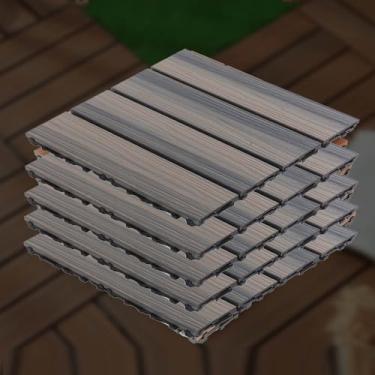 Imagem de Azulejos de convés interligados de plástico, 30,5 cm x 30,5 cm à prova d'água para piso composto externo para varanda piscina varanda quintal C 20 peças