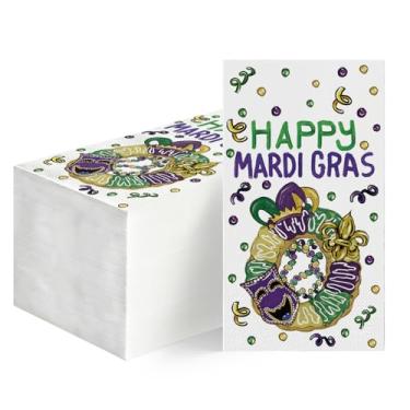 Imagem de Horaldaily 50 guardanapos decorativos de papel descartáveis MardiGras, toalha de mão de jardim de donut para festa, almoço, jantar, cozinha, decoração de banheiro