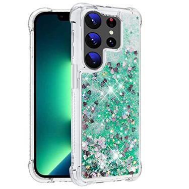 Imagem de Yarxiawin Capa de telefone para Samsung S24 Ultra silicone dourado, amortecedor à prova de choque para Samsung Galaxy S24 Ultra capa transparente com glitter líquido, capa protetora resistente com