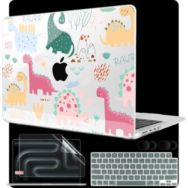 Imagem de MEEgoodo Capa para MacBook Pro de 14 polegadas (M5/M4/M3/M2/M1) 2025 2024 2023 2021, capa serve para modelos A3434/A3112/A3401/A3185/A2918/A2992/A2779/A2442 Pro/Max, dinossauro fofo S