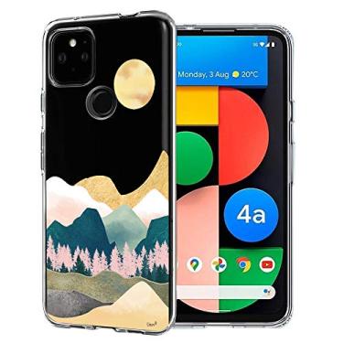 Imagem de Unov Capa compatível com Google Pixel 4a 5G transparente com design TPU macio absorção de choque fina padrão em relevo capa protetora traseira Pixel 4a 5G capa 6,2 polegadas (montanhas Sierra)