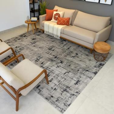 Imagem de Tapete Sala 2x3 Dubai Antiderrapante Fácil De Limpar (CINZA E PRETO MESCLADO)