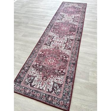 Imagem de Tapete persa moderno envelhecido, terracota vintage inspirado medalhão geométrico grande tapetes para sala de estar, quarto, banheiro, cozinha, casa (867RR, 2'12.7 cm x 13')