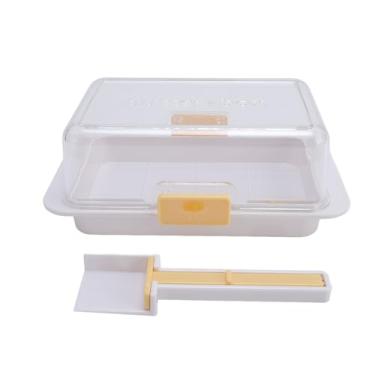 Imagem de Luqeeg Prato de Manteiga Hermético Com Tampa, Suporte de Seguro para Máquina de Lavar Louça Reutilizável Portátil Com Ferramenta de Corte Ergonômica e Escala para 500g de Manteiga,