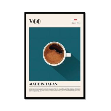 Imagem de Coffee Prints Cafe Latte Espresso Cappuccion Americano Cafe Poster Decoração de Cozinha Pintura em Tela Presente Decoração de Sala de Jantar (SKU5,20.3x30.5 cm = (20x30cm), Moldura de Metal Preto)