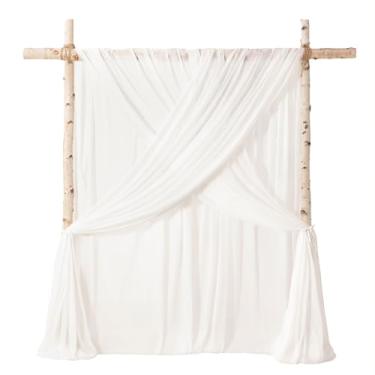 Imagem de Ling's moment Drapeado de arco de remoção de ervas daninhas, 3,5 m x 6,8 m, branco, transparente, sem rugas, cortina de pano de fundo e toalha de mesa para festa de aniversário, decoração de cabine de