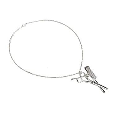 Imagem de Yinhing Colar Com Pingente de Pente de Tesoura Em Liga Requintada Pente de Tesoura Joias Estilista de Cabelo Entusiastas Beleza Acessórios Elegantes de Ouro para Uma Declaração de Moda Exclusiva (Prata)