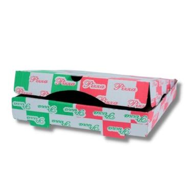 Imagem de Embalagem Quadrada para Pizza Nº25, Quadriculada, 20,5x25x4 cm, Pacote com 10 Unidades, Estampa Italiana