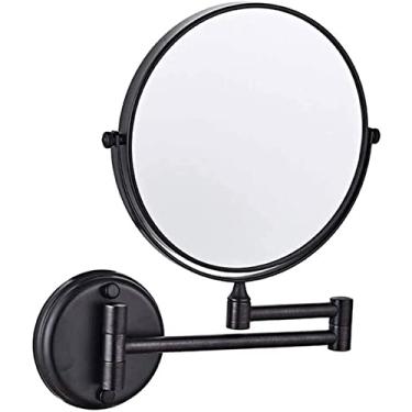 Imagem de Espelho de maquiagem montado na parede, espelho de banheiro espelho de maquiagem redondo de 20 cm espelho de maquiagem dupla face rotação 360