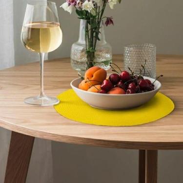 Imagem de Jogo Americano Redondo Sousplat Supla Mesa Posta 6 Peças Amarelo - Nap