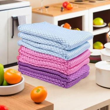 Imagem de Pano de limpeza de microfibra, 6 peças de pano de absorção multifuncional de tartaruga de peixe para espelhos de vidro, carros, banheiros, cozinhas