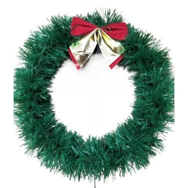 Imagem de Guirlanda de Natal com Laço Vermelho para Porta – Enfeite Natalino 25~35cm(25cm,Verde)
