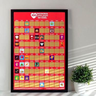 Imagem de Pôster Raspadinha 100 Encontros para Namorados, Papel Couche 250g, 60x40cm, Emoldurado