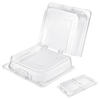 Imagem de Blulu 1 pacote de capa de cúpula articulada de policarbonato com alça 53,3 x 33 cm x 7,6 cm, tampa retangular de cúpula dupla face, tampa de mesa para buffet, cozinha, hotel, vaporizador, panela de