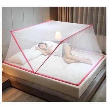 Imagem de Rede Mosquiteira Dobrável para Cama Casal | Proteção Contra Mosquitos e Uso Portátil(Rosa)