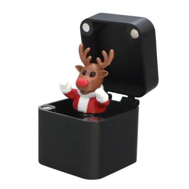Imagem de Fancyes Caixa de Natal para Pegadinhas, Caixa de Presente Divertida, Decoração Leve com Figura Acenante, Brinquedo Inovador para Festas, Mesa de Escritório, Caixa Preta Do Alce