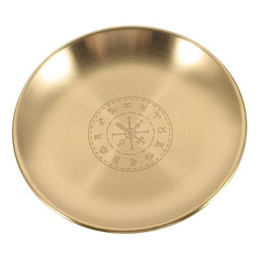 Imagem de Bandeja de altar de bruxa, prato de joias de metal, enfeite decorativo, prato de exibição para colares, pulseiras, porta-chaves, organizador de joias estéticas para mesa de cabeceira, mesa de entrada