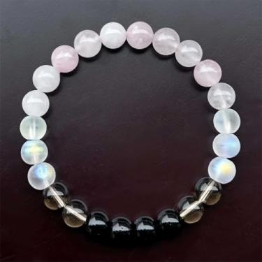 Imagem de Pulseiras elásticas femininas de quartzo esfumaçado com contas para amor, harmonia emocional, joia presente para proteção da aura, One Size, Pedra, Sem Pedra Preciosa