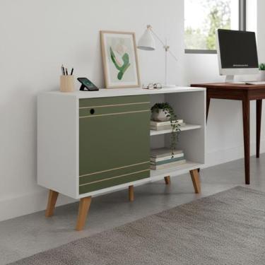 Imagem de Aparador Multiuso para Escritório com Porta Decorativa - Kelan, Off Wh