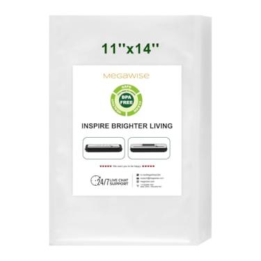 Imagem de MEGAWISE Sacos seladores a vácuo de 28 x 35 cm, sacos de armazenamento de alimentos pré-cortados com 25 unidades, sem BPA, design texturizado resistente para vedação forte, compatível com todos os