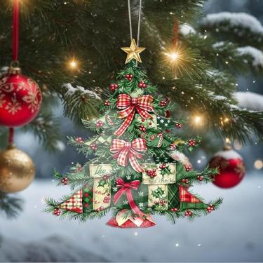 Imagem de Enfeites de Natal, árvore de cristal, enfeites de árvore de Natal feitos à mão, decoração de carro e casa - presentes de Natal, decoração de artesanato em acrílico, ideias de troca de presentes para