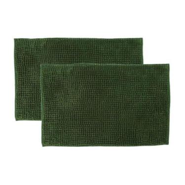 Imagem de Kit 2 Tapetes Banheiro Bolinha Antiderrapante Verde 58x38cm - EUROTÊXT